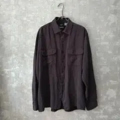 90s 00s GEORGE フェイクスエード ボックスシャツ L 黒 古着