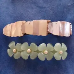 魚貝細工と花のデザインバレッタセット