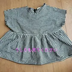 カットソー 黒 チェック 140 女 リボン 夏 半袖