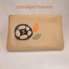 ♥ハンドメイド♥ミナポルホネンdear刺繍付き牛革ポーチ