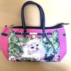 猫プリント 2way ミニショルダーバッグ