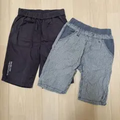 トップバリュー　ダークグレー　 ストライプ柄のハーフパンツ2点セット　140