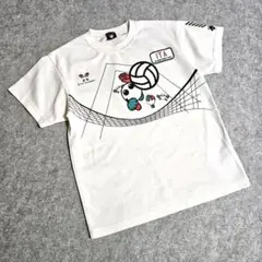 【デサント】バレーボール 半袖Tシャツ スポーツウェア 白 キャラクタープリント