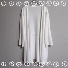 レディース 白 ロングカーディガン とろみ素材