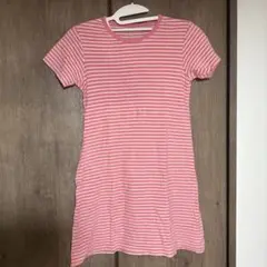 GITA ピンクストライプ 半袖ワンピース