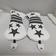 ゴルフ フェアウェイウッド FW用ヘッドカバー 星柄 ホワイト 2本セット 1