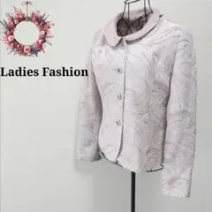 上品✨ペイズリー柄ジャケット ラウンドカラー くるみ釦 総柄 派手柄 レトロ M