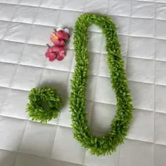 緑のレイと花飾りセット