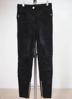BALMAIN バルマン 裾ZIPベルベットスキニーパンツ34