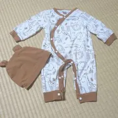 動物柄ロンパースと帽子セット