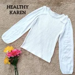 HEALTHY KAREN【パール　ビジュー】【リボン】ホワイト長袖L