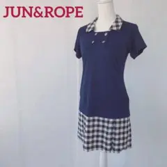 JUNu0026ROPE ネイビー半袖ゴルフワンピーサイズM
