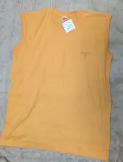 SPALDING　オレンジ コットン ノースリーブ Tシャツ