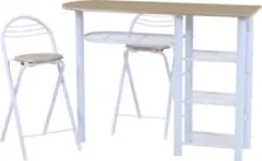 新品 本土送料無料 カウンターテーブルチェアセット3点WH
