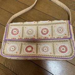 VIA DEMIZON DOUX新品未使用！ ビーズ　刺繍　ミラー　ハンドバッグ