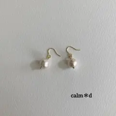 【457】コットンパール スイートカラー ゴールド 1粒 ピアス イヤリング