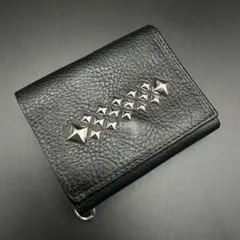 最終値下げCALEE スタッズ付き三つ折り財布 黒 CALEE - STUDS LEATHER MULTI WALLET (BLACK) / スタッズ レザー