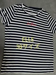 ELLEストライプ 半袖Tシャツ ネイビー/ホワイト38