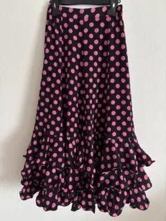 prima boutique フリル付きツーピース⭐︎黒とピンクの水玉