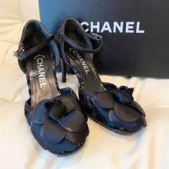 新品 CHANEL シャネル カメリア パンプス 34 黒