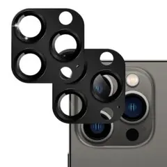 iPhone 15Pro カメラフィルム アルミ合金 ブラック　２枚入