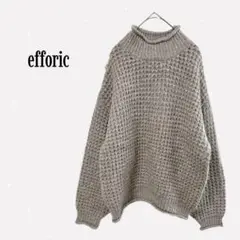 efforia 【M】 ハイネックニット ワッフル編み ゆったり ライトベージュ