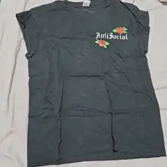 AntiSocial Tシャツ Lサイズ 花刺繍