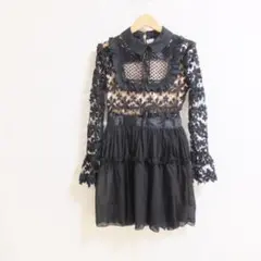 新品 Self portrait ブラック レース ワンピース S ■ X890