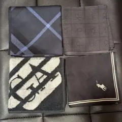 新品未使用 BURBERRY他、ハンカチ4枚セット 綿100%