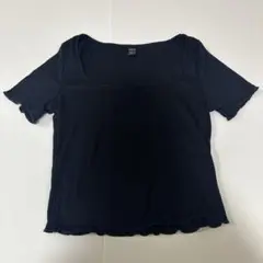 ショート丈 トップス 半袖 tシャツ ブラック 黒