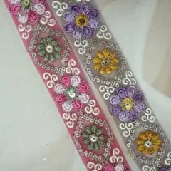 59.インド刺繍リボン 1m50cm×2本セット