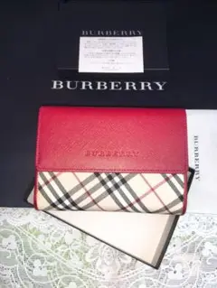 ほぼ未使用 日本製牛革 Burberry 財布 バーバリー ボルドー バッグ