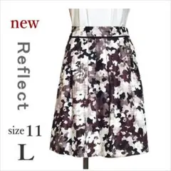 新品タグ付き〔Reflect〕茶アイボリー総柄フレアスカート リフレクト 11