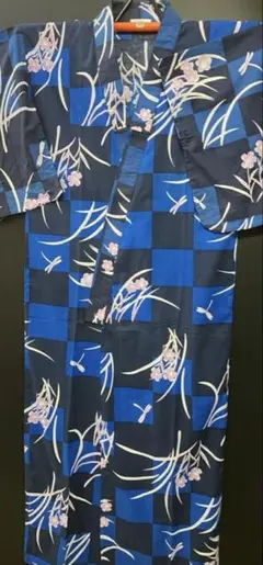 【新品】浴衣 藍色×梅柄 花柄 M-Lサイズ CASUAL YUKATA