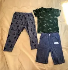 キッズ 90cm 半袖Tシャツ & パンツ3点 セット まとめ売り