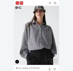 UNIQLOC　ボリュームチェックブラウス　L