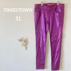 一点物✨TINSELTOWN 【11】パープル 光沢 キラキラ スキニーパンツ