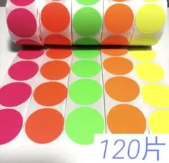 ハンドメイドシール　ギフトシール　120片　ネオンカラー　蛍光　大きめ　丸シール