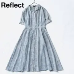 美品 リフレクト シアーシャツワンピース ロング 半袖 Aライン M