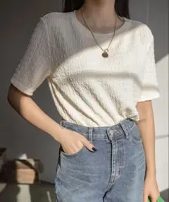 【美品】DAZY 無地柄 テクスチャー ブラウス　Mサイズ　SHIEN