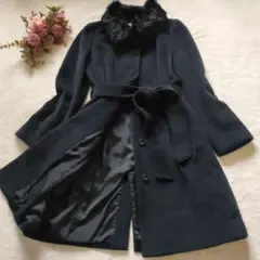 *美品【Spick&Span】アンゴラ混コート ラビットファー ブラック M