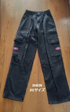 SHEIN デニム カーゴパンツ XS ブラック ズボン丈長め