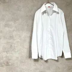 I.M.G.N　シャツ　5号　白　長袖　オープンカラー　Vネック　開き衿　XS
