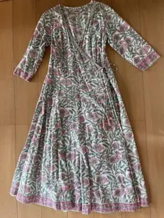 fabhndia インド ブロックプリント カシュクールワンピース