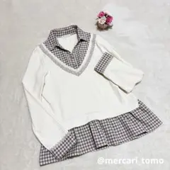 【超美品】axes femme 長袖ニットレイヤード風シャツ M