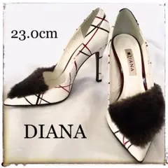 【美品】DIANA ファー付パンプス 23cm