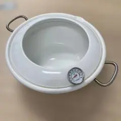 富士ホーロー 天ぷら鍋 24cm 温度計付き ホワイト◇