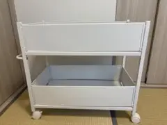 ホワイト スチール 収納ラック 2段 キャスター付き