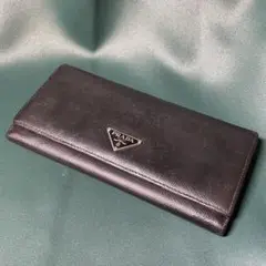 PRADA プラダ 長財布 トライアングルロゴ サフィアーノレザー ブラック