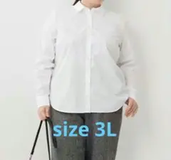 新品 レディース 3L 長袖 ワイシャツ 白無地 大きいサイズ ぽっちゃりさん